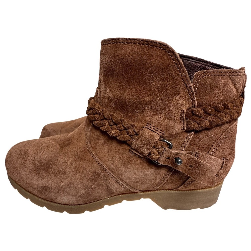 Teva Delavina Waterproof Brown Suede Braided Ankle Boots Women 9